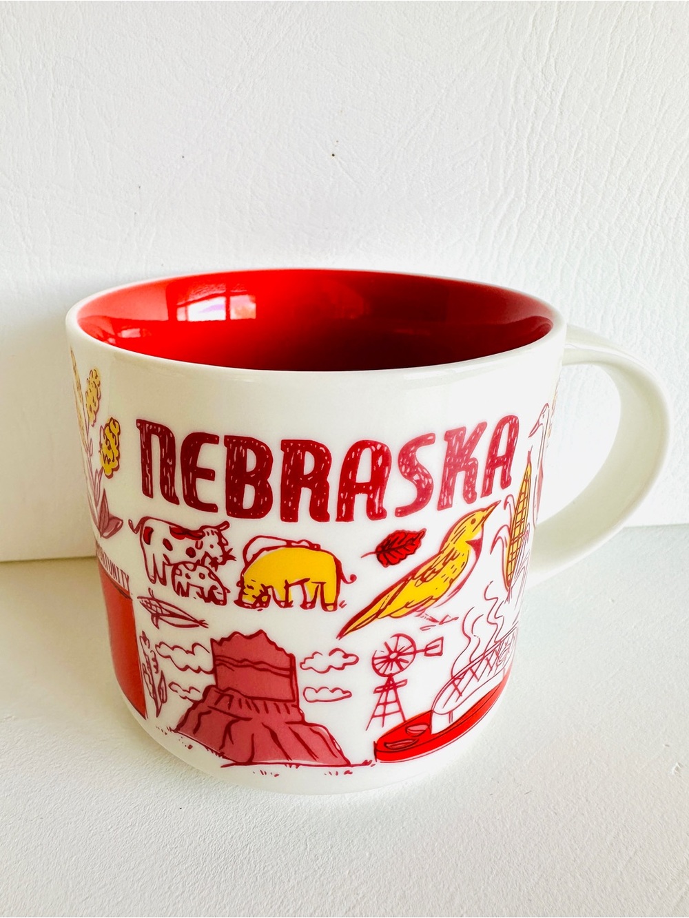 STARBUCKS Nebraska Red Interior Collectible State Mug From Been There Series
